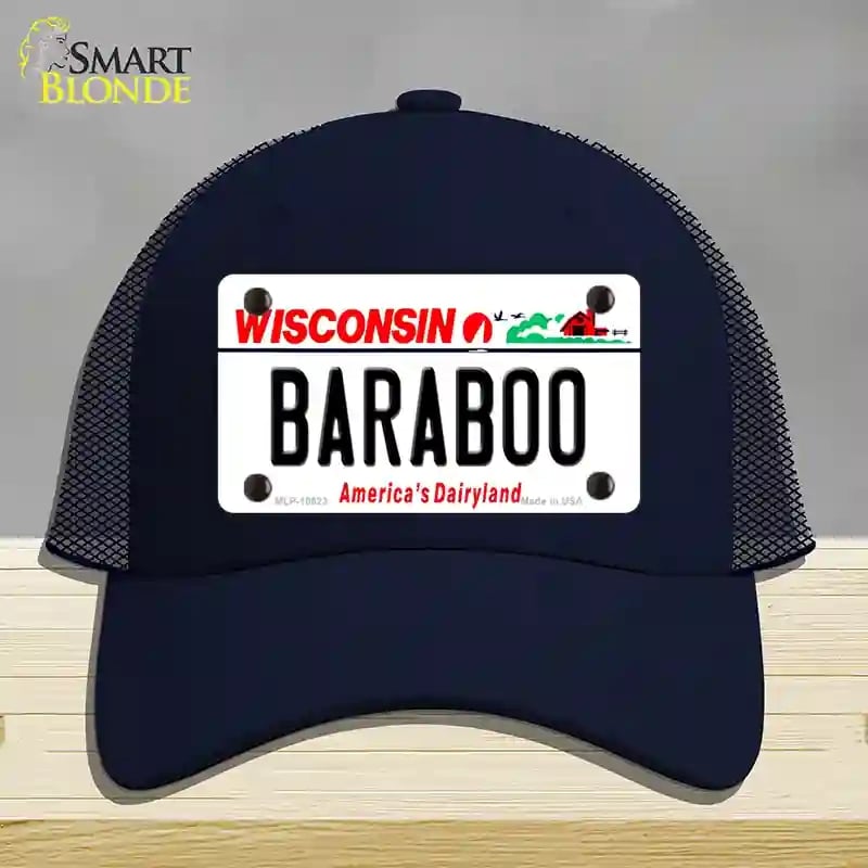 HAT16-MLP-10623 Baraboo Wisconsin Novelty License Plate Hat, Mesh - Navy