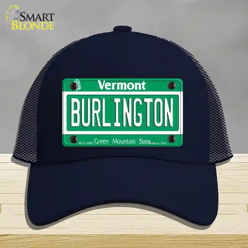 HAT16-MLP-10661 Burlington Vermont Novelty License Plate Hat, Mesh - Navy