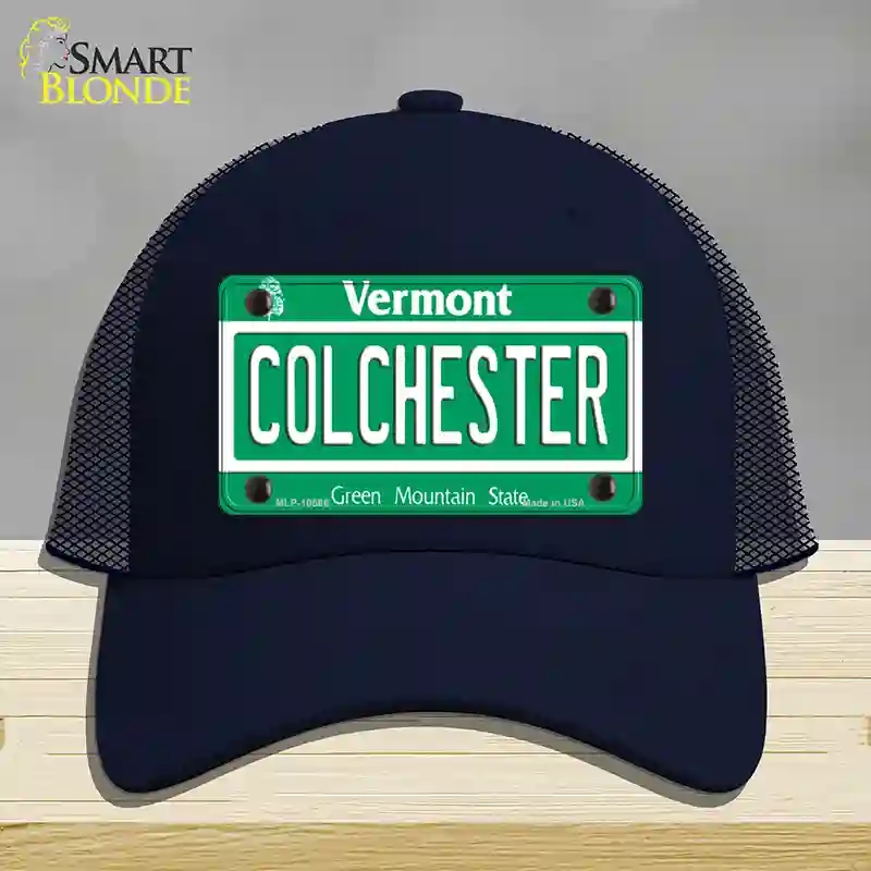HAT16-MLP-10666 Colchester Vermont Novelty License Plate Hat, Mesh - Navy