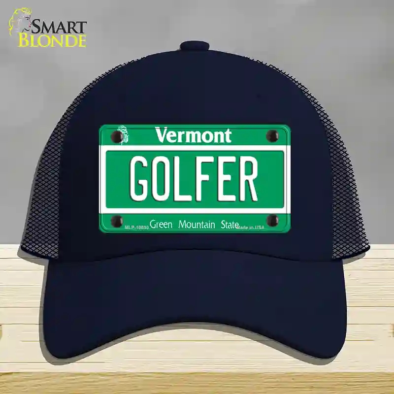 HAT16-MLP-10690 Golfer Vermont Novelty License Plate Hat, Mesh - Navy