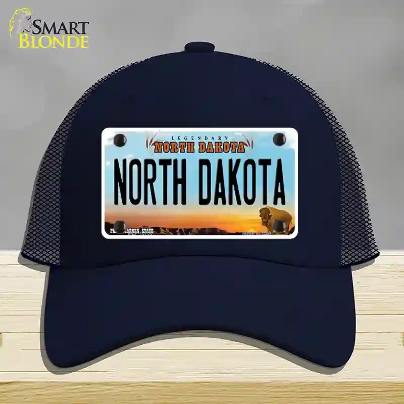 HAT16-MLP-10700 North Dakota Legendary Novelty License Plate Hat, Mesh - Navy