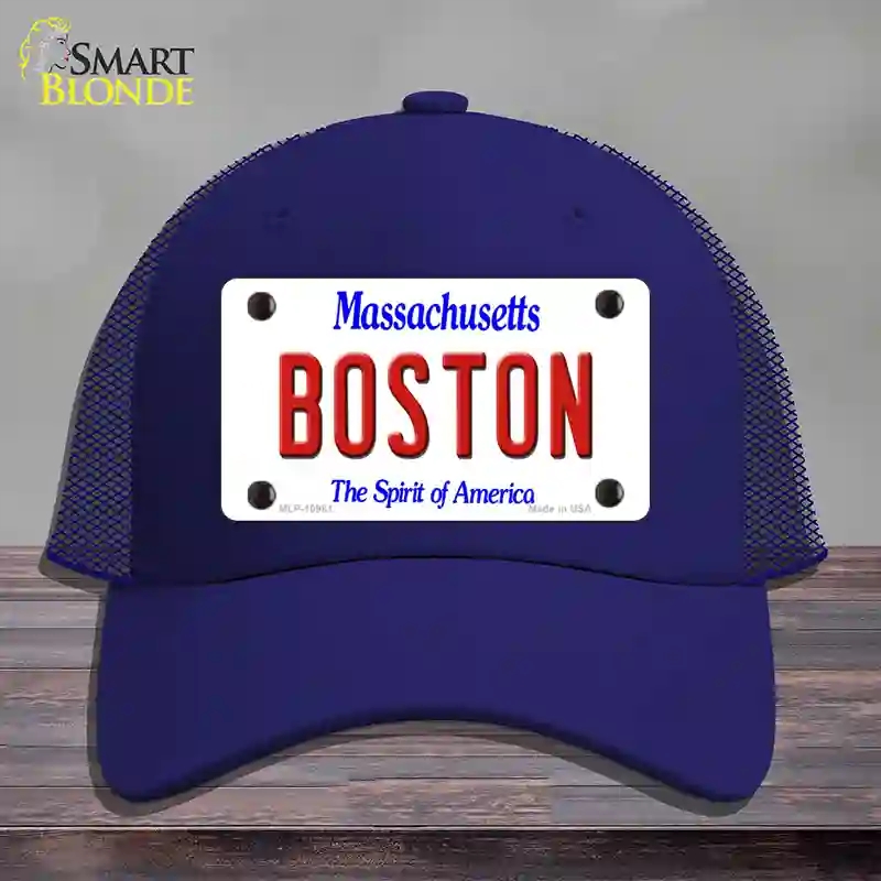 HAT18-MLP-10981 Boston Massachusetts Novelty License Plate Hat, Mesh - Royal Blue