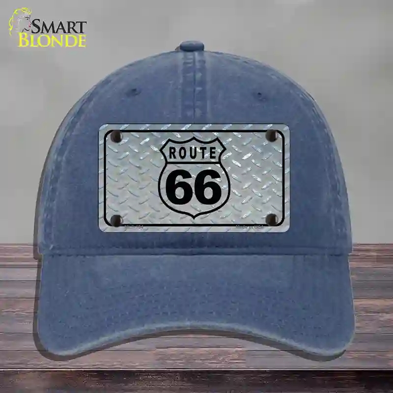 HAT11-MLP-104 Route 66 Shield Diamond Novelty License Plate Hat, Unconstructed Cotton - Navy