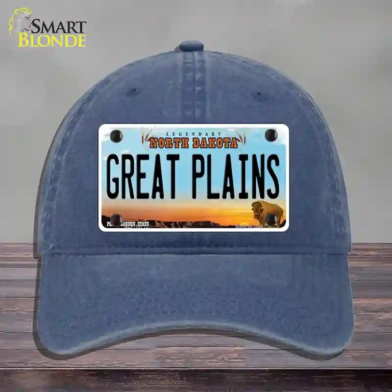 HAT11-MLP-10712 Great Plains North Dakota Novelty License Plate Hat, Unconstructed Cotton - Navy