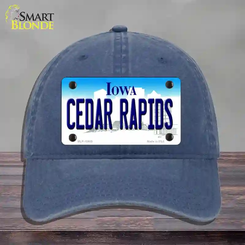 HAT11-MLP-10939 Cedar Rapids Iowa Novelty License Plate Hat, Unconstructed Cotton - Navy