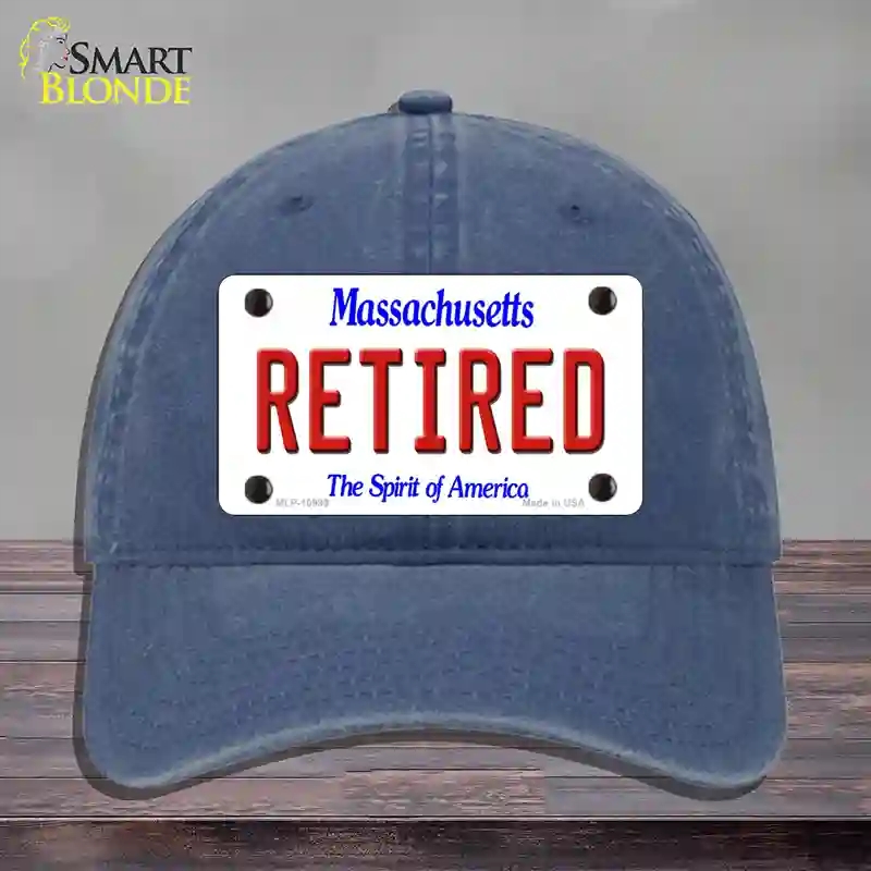 HAT11-MLP-10999 Retired Massachusetts Novelty License Plate Hat, Unconstructed Cotton - Navy