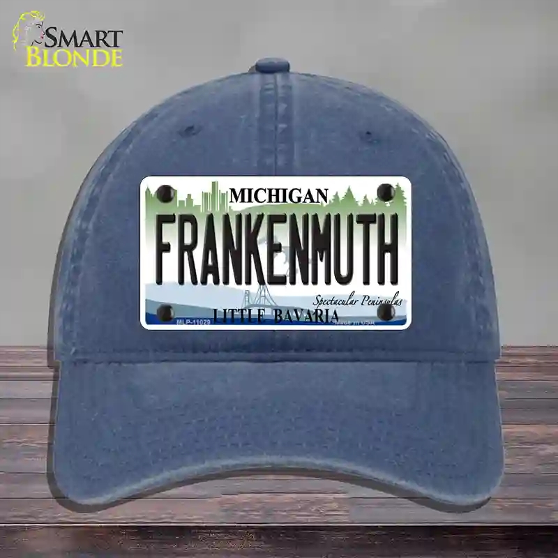 HAT11-MLP-11029 Frankenmuth Michigan Novelty License Plate Hat, Unconstructed Cotton - Navy