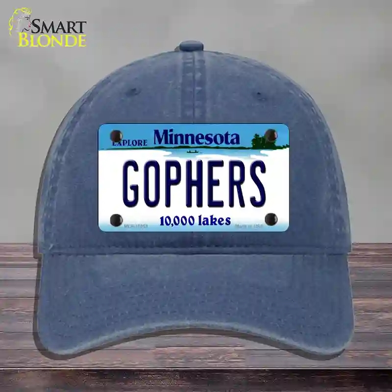 HAT11-MLP-11053 Gophers Minnesota State Novelty License Plate Hat, Unconstructed Cotton - Navy