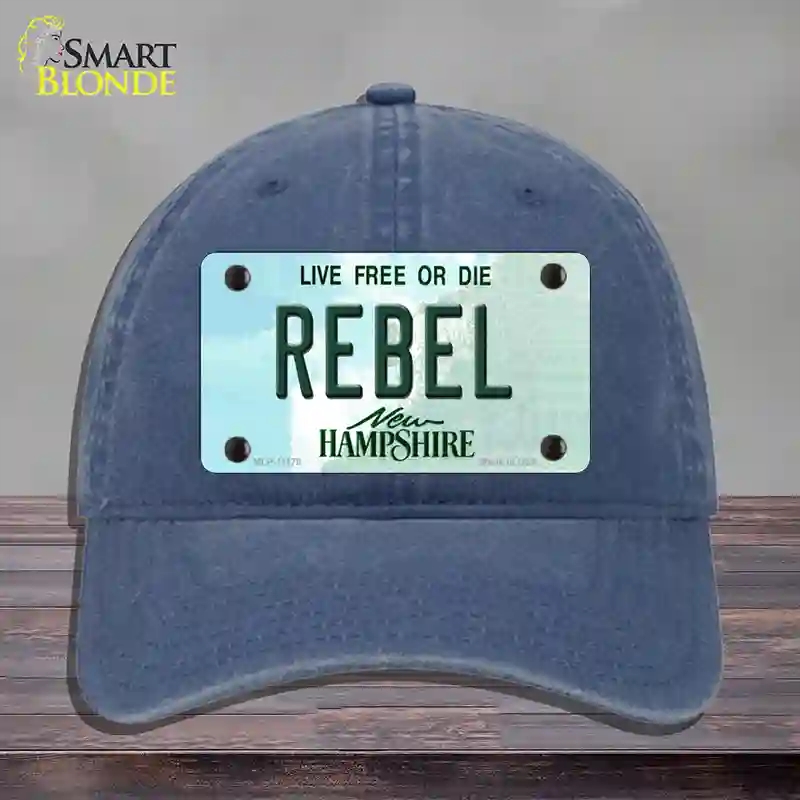 HAT11-MLP-11178 Rebel   Hampshire State Novelty License Plate Hat, Unconstructed Cotton - Navy