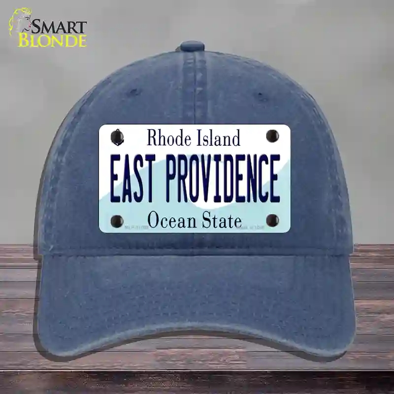 HAT11-MLP-11189 East Providence Rhode Island State Novelty License Plate Hat, Unconstructed Cotton - Navy