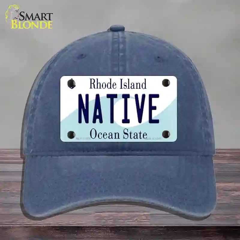 HAT11-MLP-11214 Native Rhode Island State Novelty License Plate Hat, Unconstructed Cotton - Navy