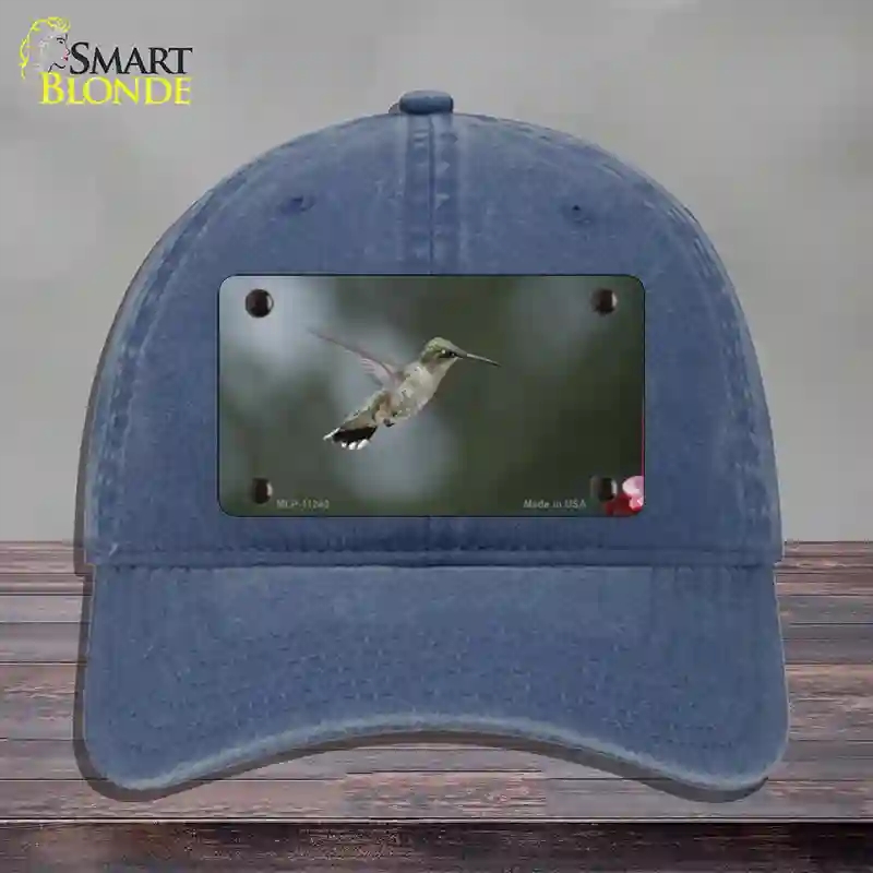 HAT11-MLP-11243 Hummingbird in Flight Novelty License Plate Hat, Unconstructed Cotton - Navy