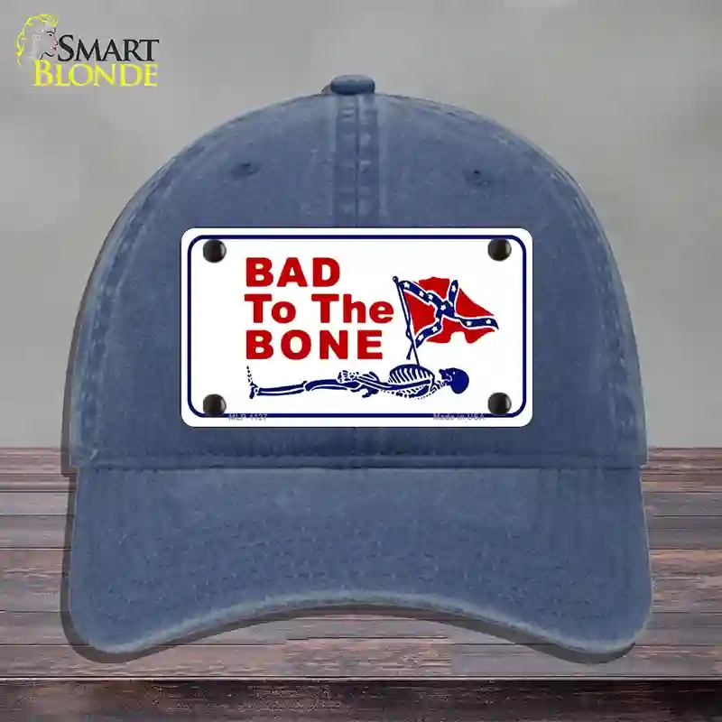 HAT11-MLP-1127 Bad to the Bone Novelty License Plate Hat, Unconstructed Cotton - Navy