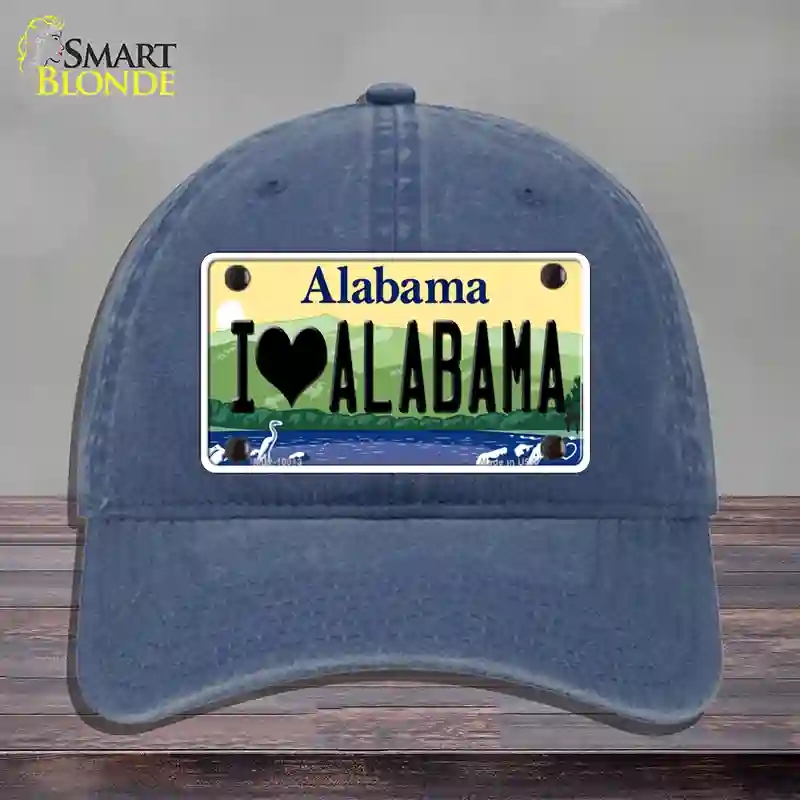 HAT11-MLP-10013 I Love Alabama Novelty License Plate Hat, Unconstructed Cotton - Navy
