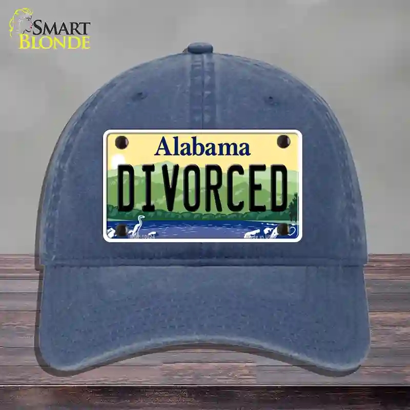 HAT11-MLP-10024 Divorced Alabama Novelty License Plate Hat, Unconstructed Cotton - Navy