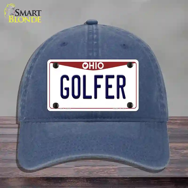 HAT11-MLP-10094 Golfer Ohio Novelty License Plate Hat, Unconstructed Cotton - Navy