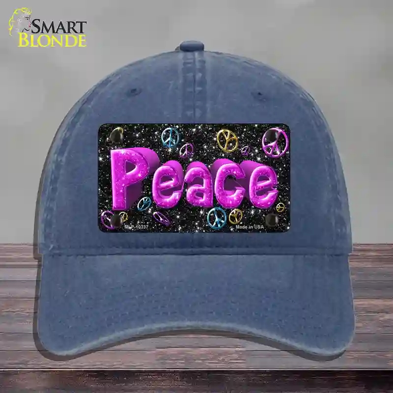 HAT11-MLP-10337 Peace Novelty License Plate Hat, Unconstructed Cotton - Navy