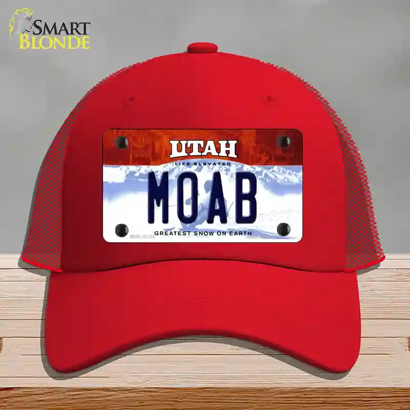 HAT17-MLP-10191 Moab Utah Novelty License Plate Hat, Mesh - Red