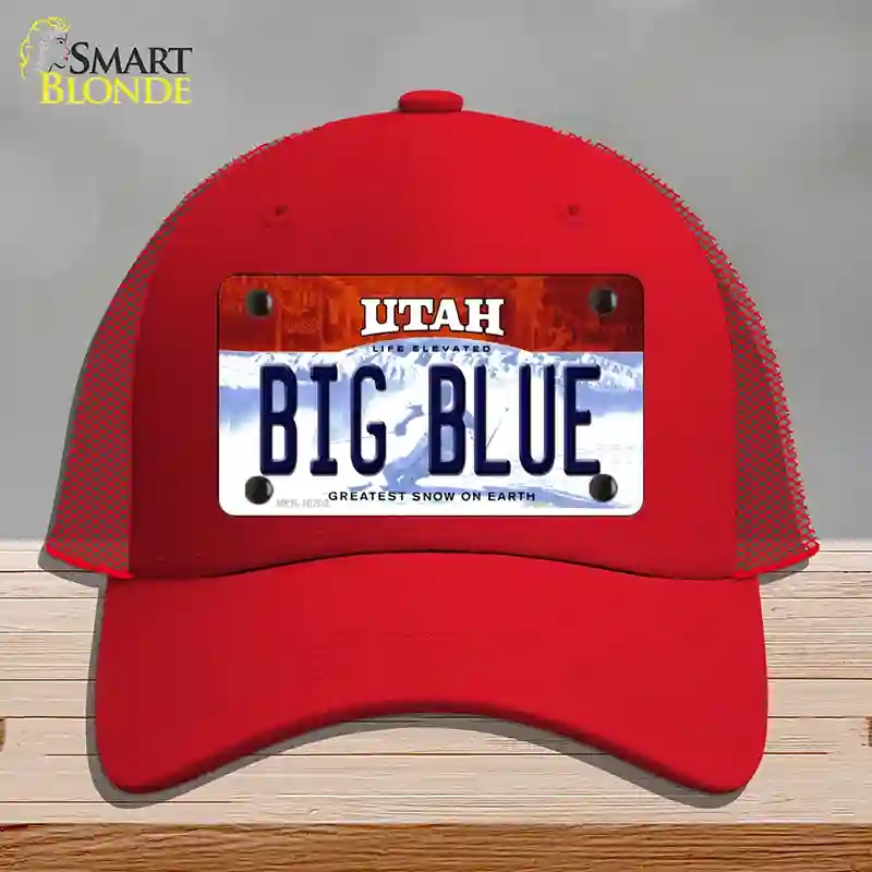 HAT17-MLP-10202 Big Blue Utah Novelty License Plate Hat, Mesh - Red