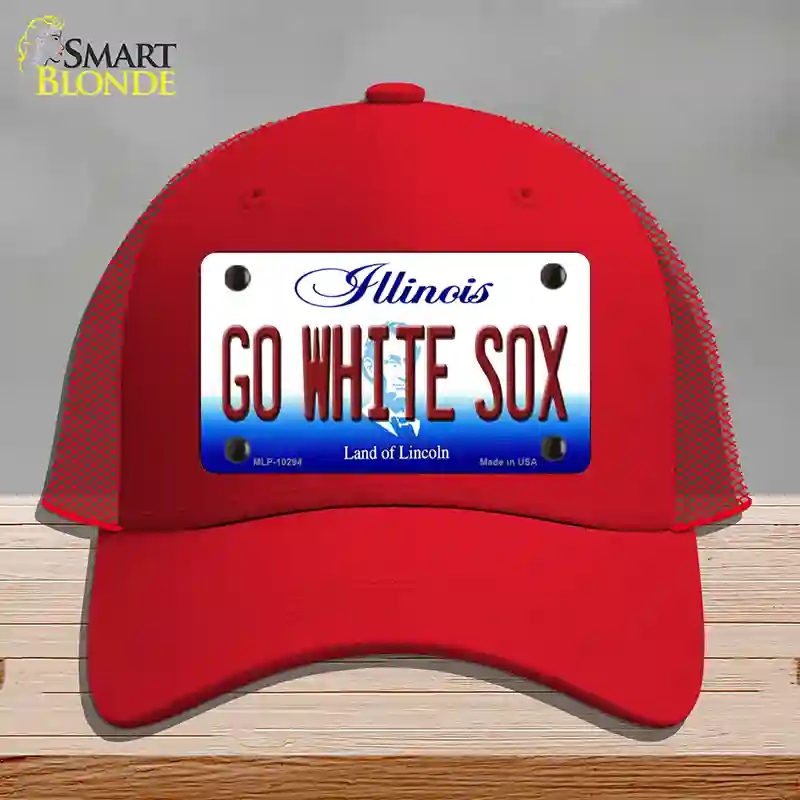 HAT17-MLP-10294 Go White Sox Illinois Novelty License Plate Hat, Mesh - Red