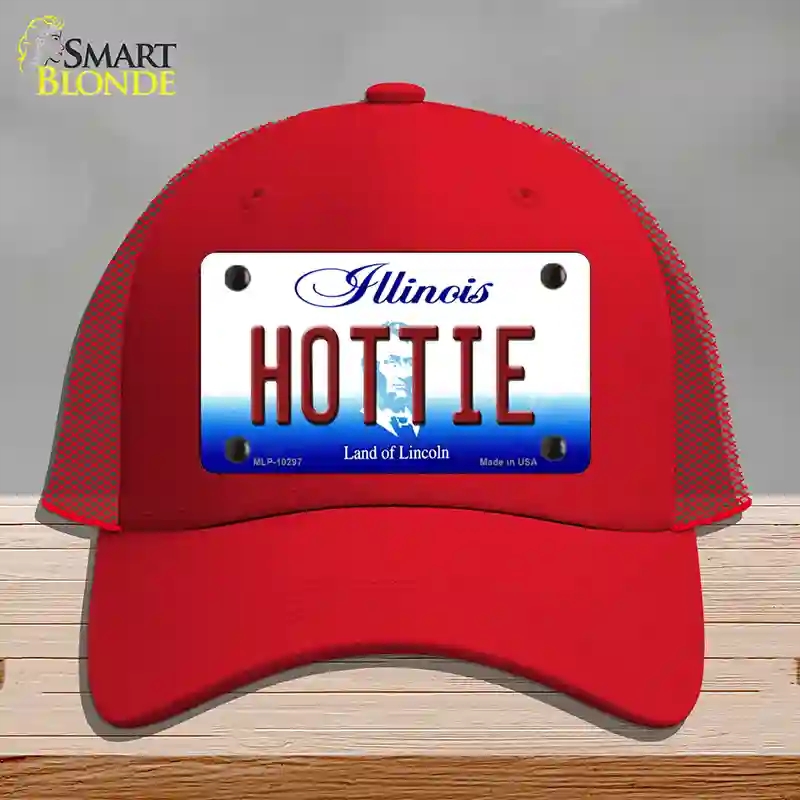 HAT17-MLP-10297 Hottie Illinois Novelty License Plate Hat, Mesh - Red