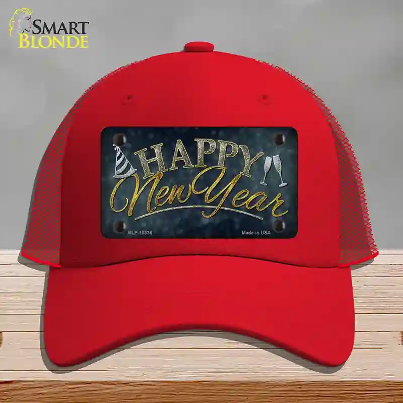 HAT17-MLP-10335 Happy   Year Novelty License Plate Hat, Mesh - Red