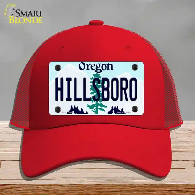 HAT17-MLP-10348 Hillsboro Oregon Novelty License Plate Hat, Mesh - Red