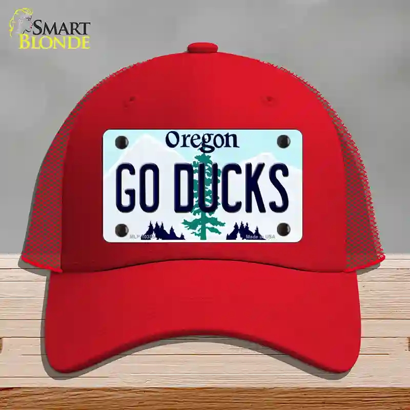 HAT17-MLP-10355 Go Ducks Oregon Novelty License Plate Hat, Mesh - Red
