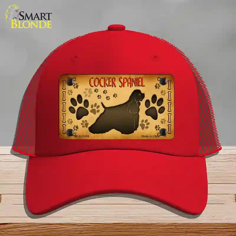 HAT17-MLP-10439 Cocker Spaniel Novelty License Plate Hat, Mesh - Red