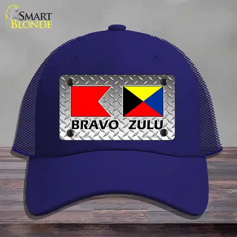 HAT18-MLP-11645 Bravo Zulu Novelty License Plate Hat, Mesh - Royal Blue