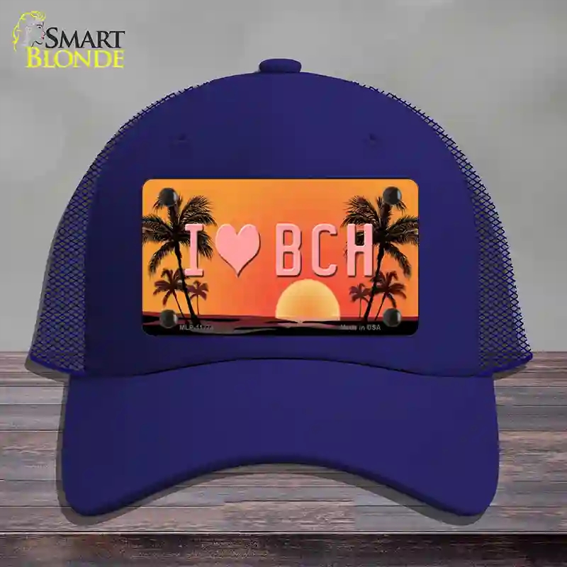 HAT18-MLP-11774 I Love Beach Novelty License Plate Hat, Mesh - Royal Blue