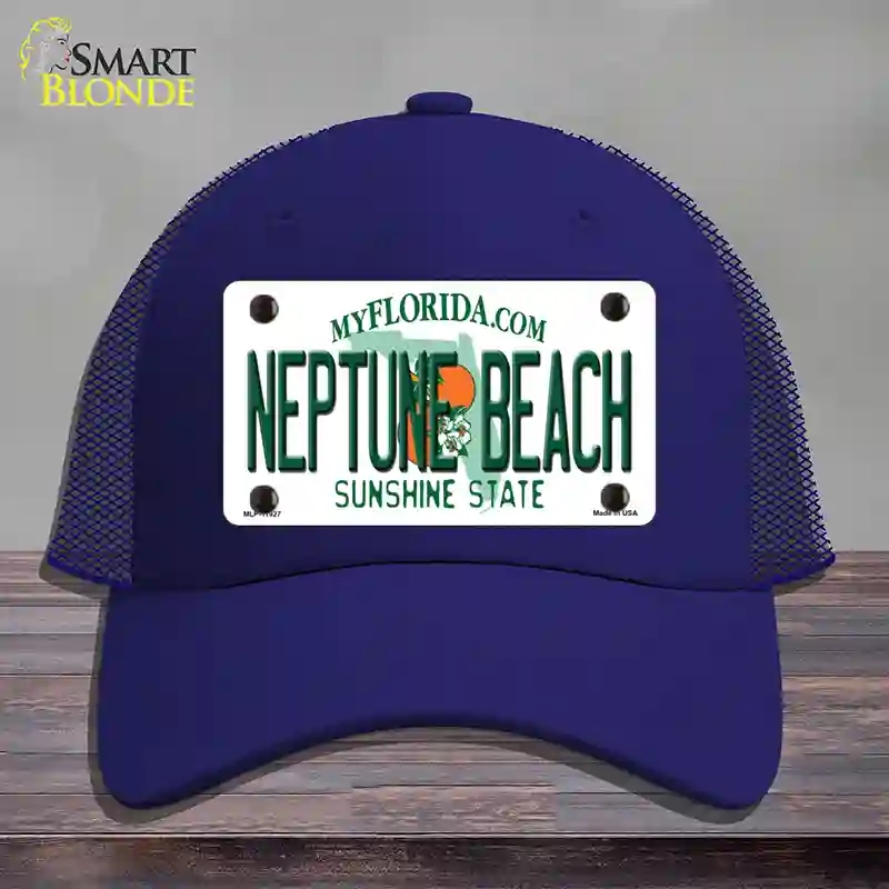 HAT18-MLP-11927 Florida Neptune Beach Novelty License Plate Hat, Mesh - Royal Blue