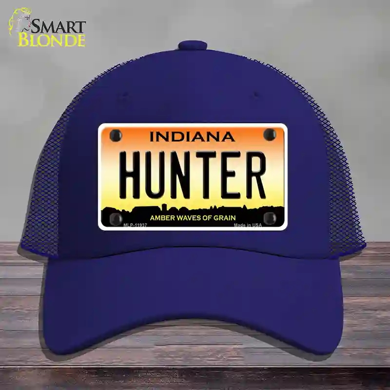 HAT18-MLP-11937 Hunter Indiana Novelty License Plate Hat, Mesh - Royal Blue