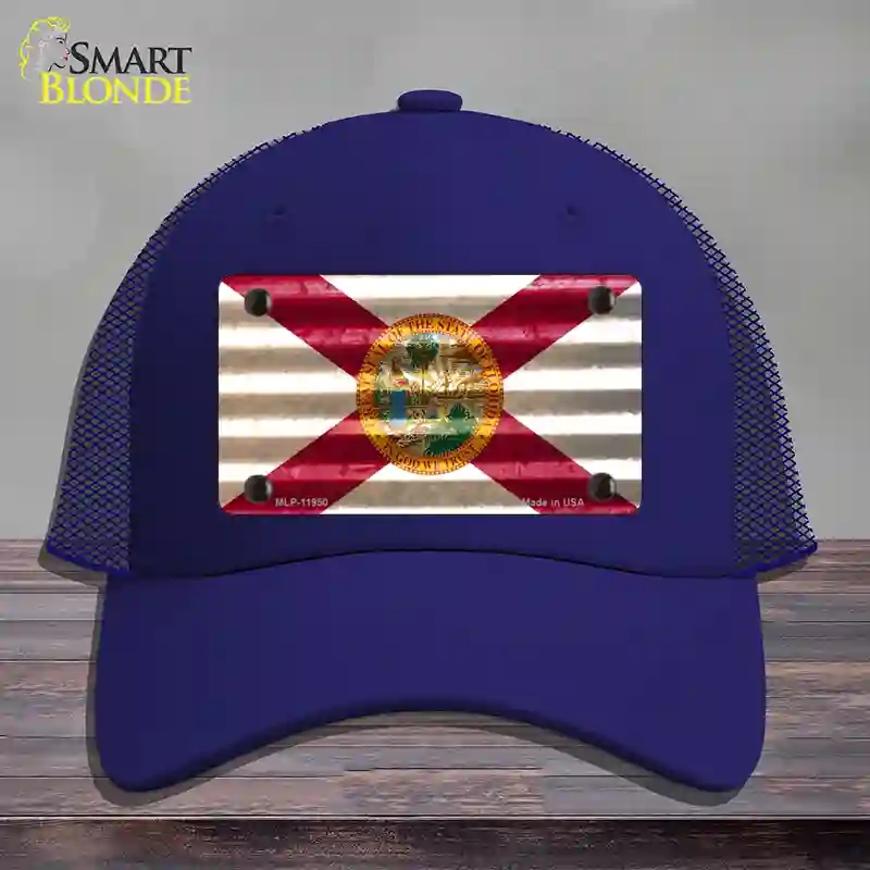 HAT18-MLP-11950 Florida Corrugated Flag Novelty License Plate Hat, Mesh - Royal Blue