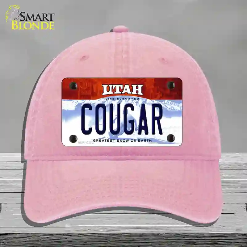 HAT12-MLP-10200 Cougar Utah Novelty License Plate Hat, Unconstructed Cotton - Pink