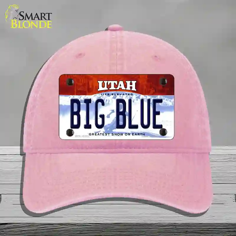 HAT12-MLP-10202 Big Blue Utah Novelty License Plate Hat, Unconstructed Cotton - Pink