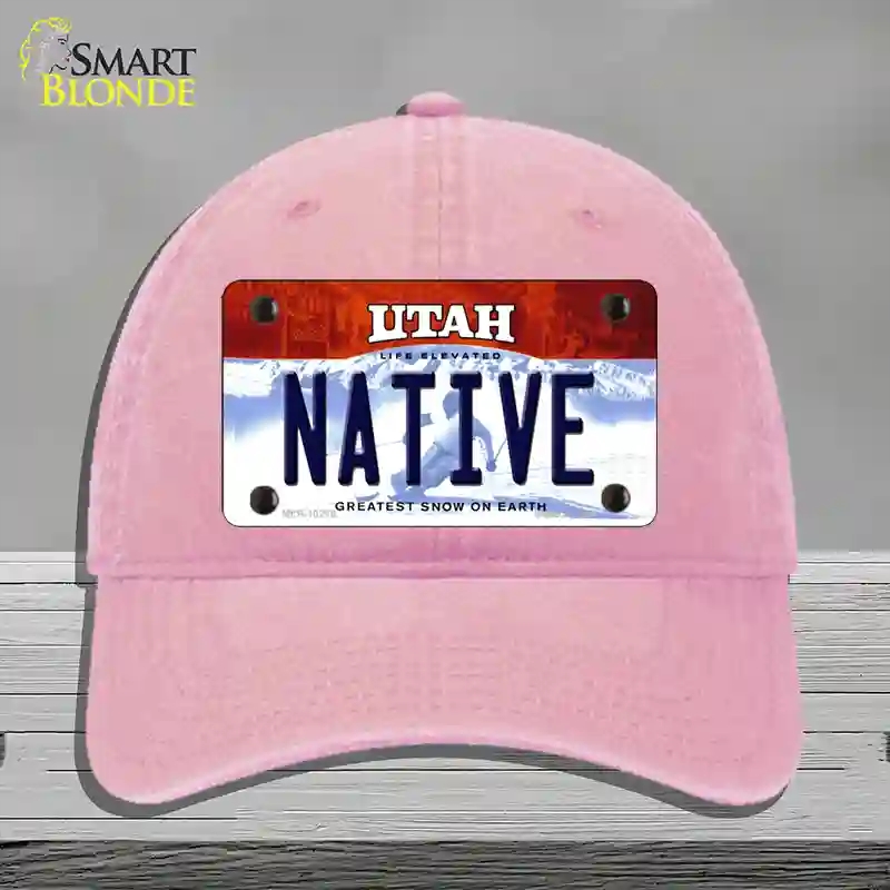 HAT12-MLP-10218 Native Utah Novelty License Plate Hat, Unconstructed Cotton - Pink