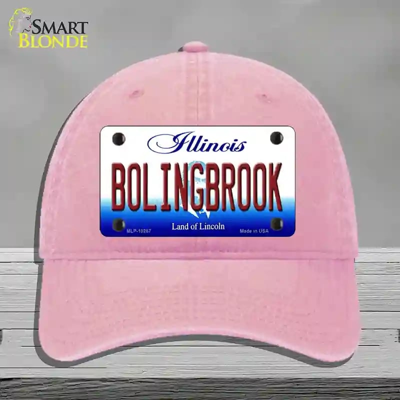 HAT12-MLP-10287 Bolingbrook Illinois Novelty License Plate Hat, Unconstructed Cotton - Pink