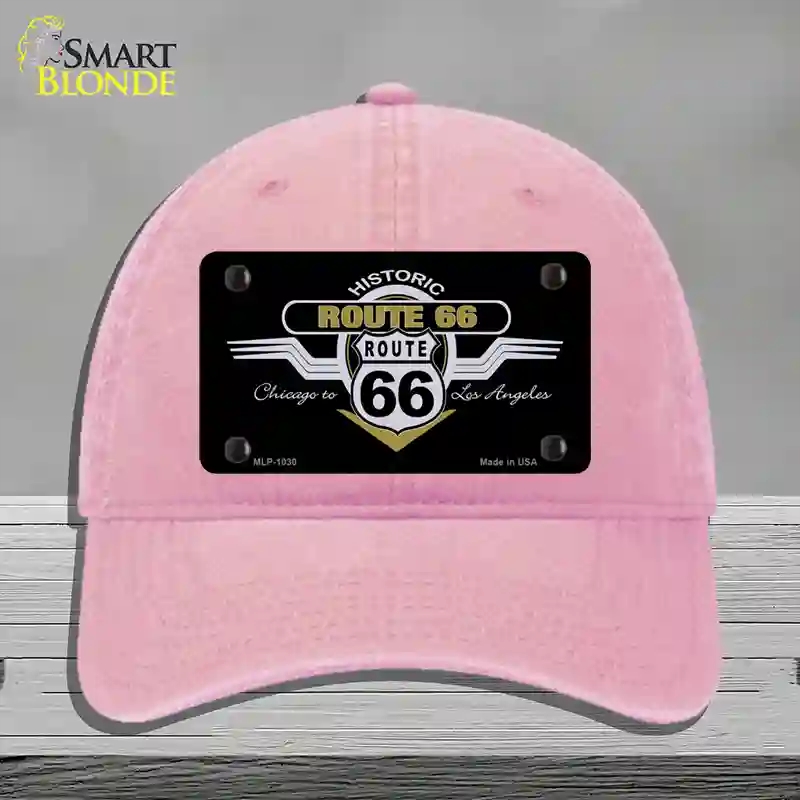 HAT12-MLP-1030 Route 66 Shield Wings Novelty License Plate Hat, Unconstructed Cotton - Pink