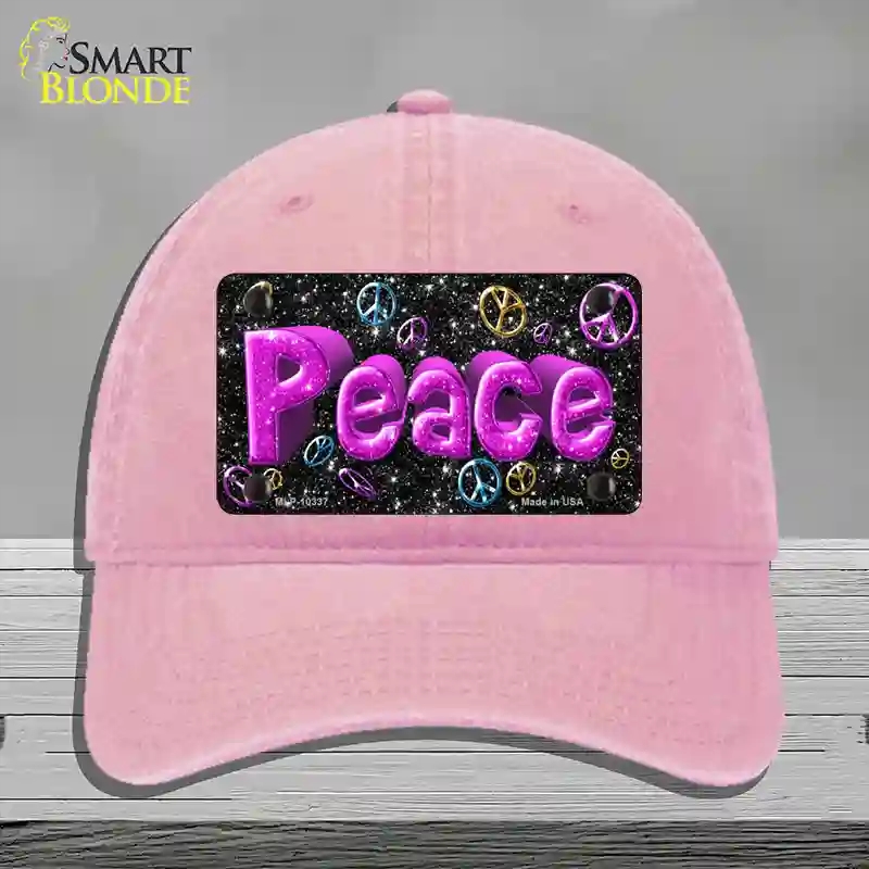 HAT12-MLP-10337 Peace Novelty License Plate Hat, Unconstructed Cotton - Pink