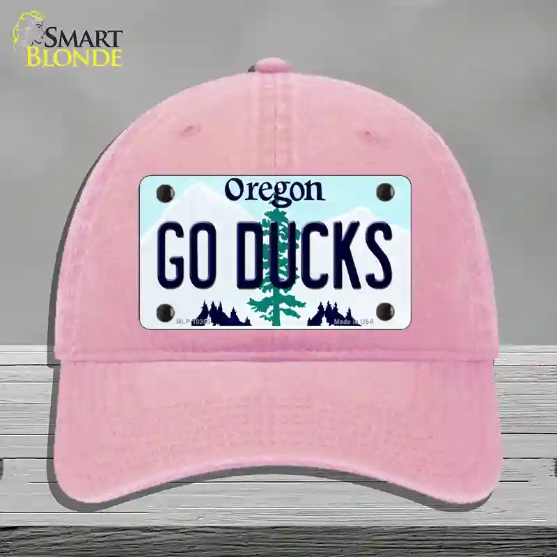 HAT12-MLP-10355 Go Ducks Oregon Novelty License Plate Hat, Unconstructed Cotton - Pink