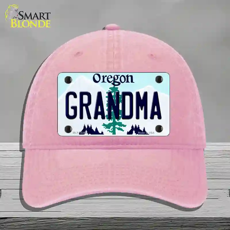 HAT12-MLP-10360 Grandma Oregon Novelty License Plate Hat, Unconstructed Cotton - Pink