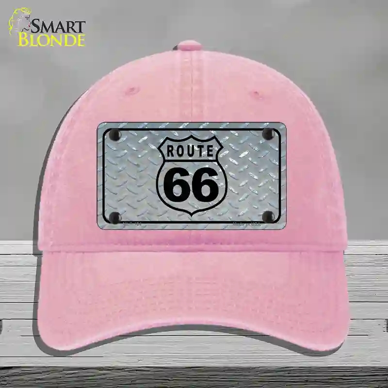 HAT12-MLP-104 Route 66 Shield Diamond Novelty License Plate Hat, Unconstructed Cotton - Pink