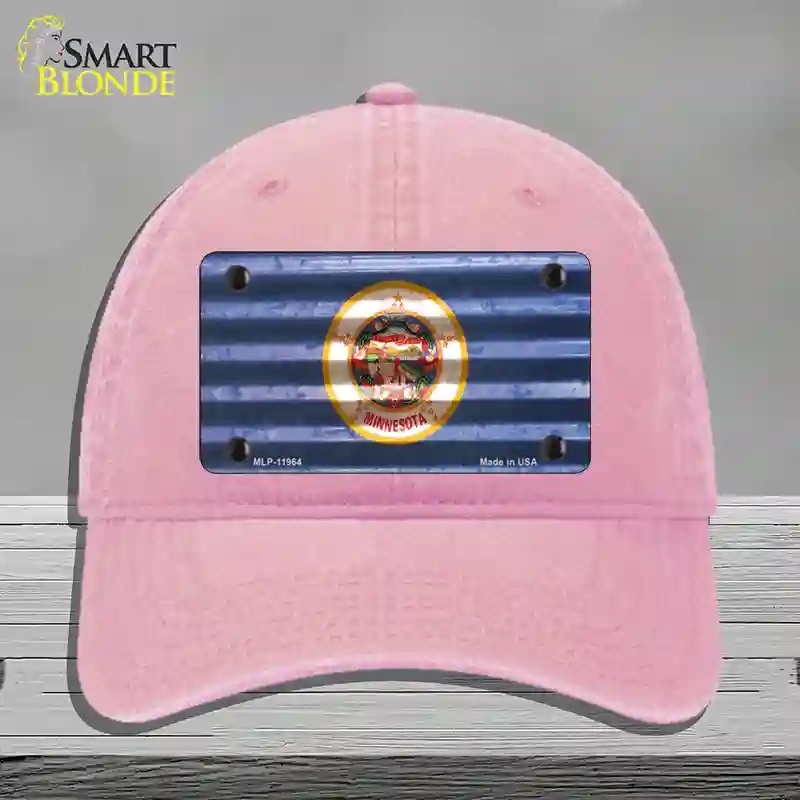 HAT12-MLP-11964 Minnesota Corrugated Flag Novelty License Plate Hat, Unconstructed Cotton - Pink