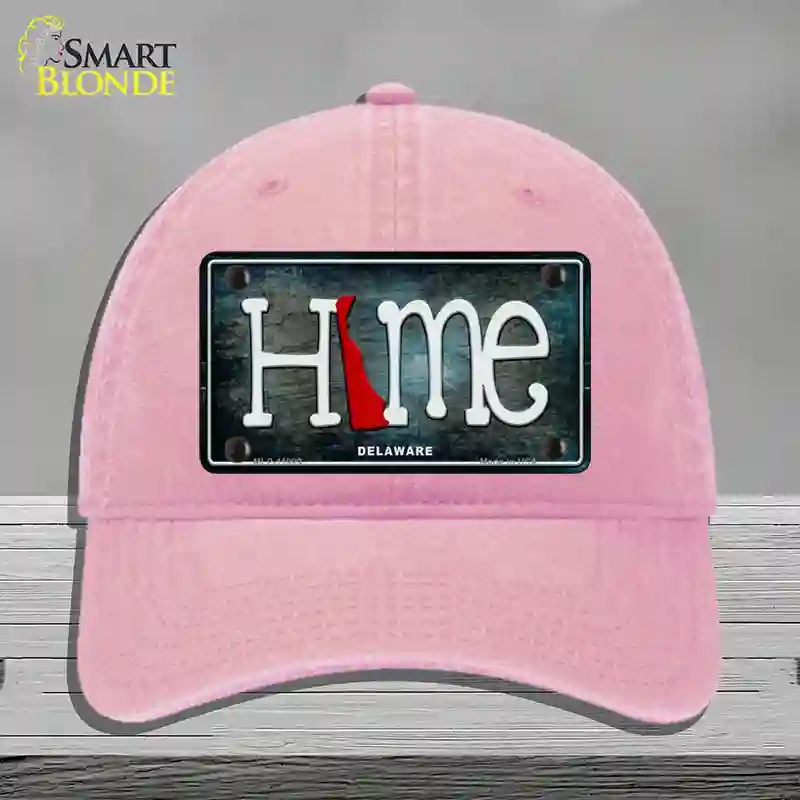 HAT12-MLP-11999 Delaware Home State Outline Novelty License Plate Hat, Unconstructed Cotton - Pink