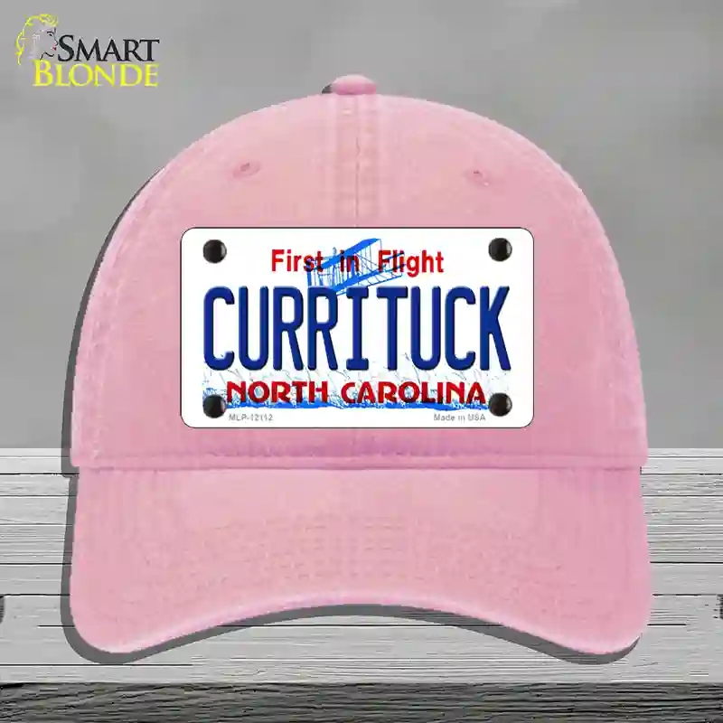 HAT12-MLP-12112 Currituck North Carolina State Novelty License Plate Hat, Unconstructed Cotton - Pink