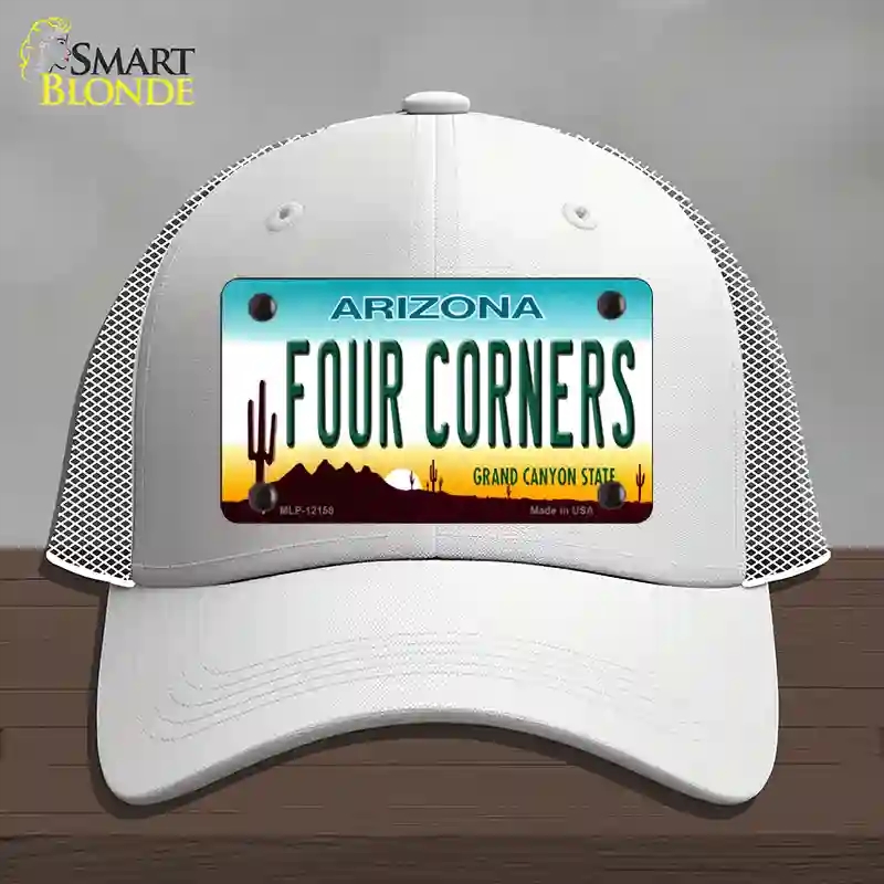 HAT19-MLP-12158 Four Corners Arizona Novelty License Plate Hat, Mesh - White