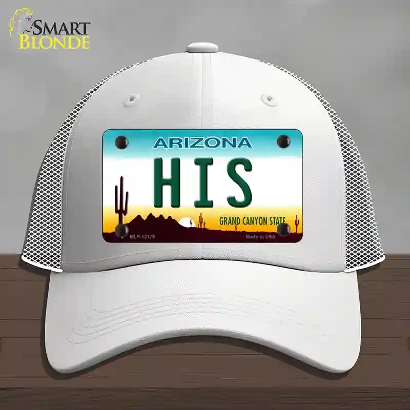 HAT19-MLP-12179 His Arizona Novelty License Plate Hat, Mesh - White