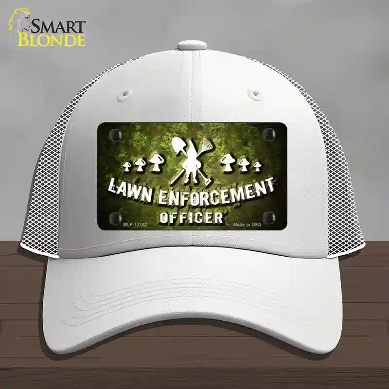 HAT19-MLP-12182 Lawn Enforcement Gnome Novelty License Plate Hat, Mesh - White