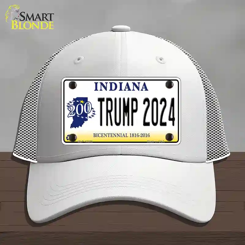 HAT19-MLP-12229 Trump 2024 Indiana Novelty License Plate Hat, Mesh - White
